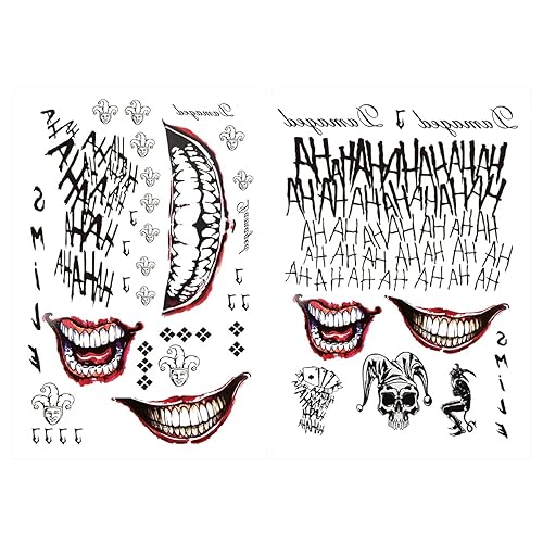 Miniatura 4 de Calcomanías de tatuaje temporales 2 hojas grandes de tatuajes falsos para mujeres para niñas y niños disfraz de Halloween fiesta de maquillaje