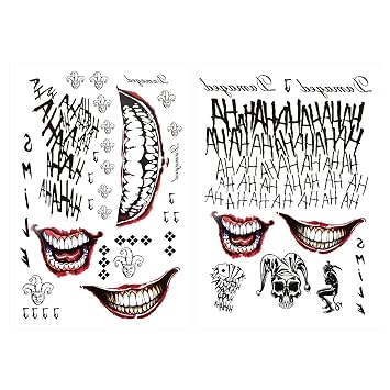 Men Tattoos, 2-Sheet Fake Tattoo Stickers for Adult Men Halloween Cosplay Costumes and Party Accessories