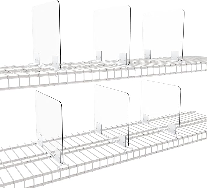BTSDhome 6 Pack Acrylic Wire Shelf Dividers for Closet Organization