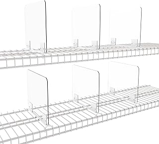 BTSD-home 6 Pack Acrylic Wire Shelf Dividers for Closet Organization Clear Shelf Dividers for Wire Shelves in Bedroom, Kit...