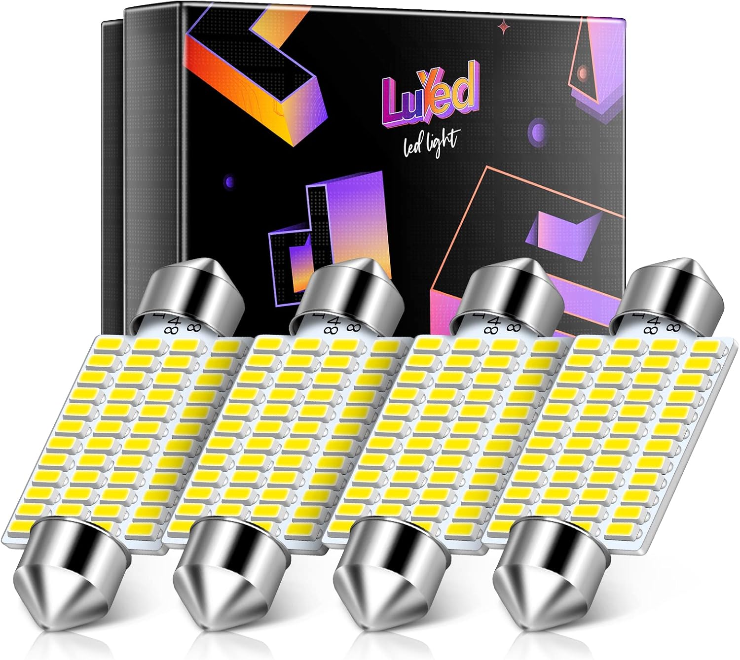 LUYED 4 X 570 Lumens Super Bright 3014 48-EX Chipsets 569 578 211-2 212-2 LED Bulbs Used for Dome Light,Xenon White