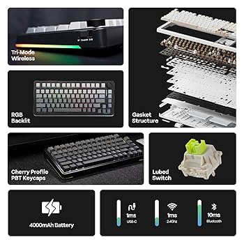 Amazon | EPOMAKER EA75 75% RGB 無線ゲーミングメカニカル