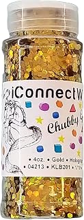 iConnectWith Glitter – Gold, Chubby Holographic Glitter; Multi-use for Crafts, Decorations, Nail Art, Makeup, Tumblers, Resin Art, and DIY Projects