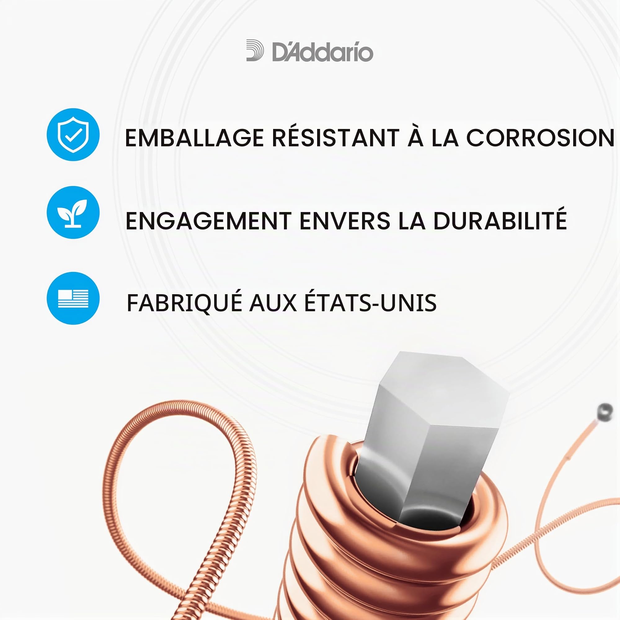 D'Addario EJ73 Lot de 3 jeux de cordes pour mandoline Bronze phosphoreux clair 10-38