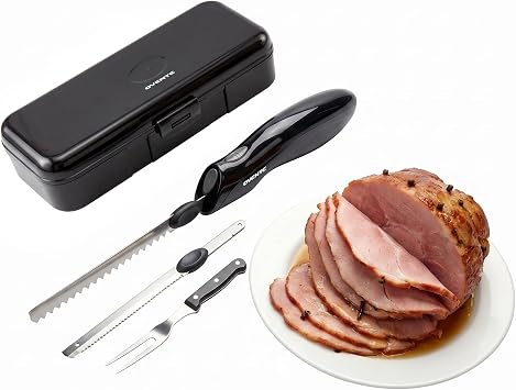 OVENTE Electric Knife with 2 Serrated Stainless Steel Blades, Black EK0813B