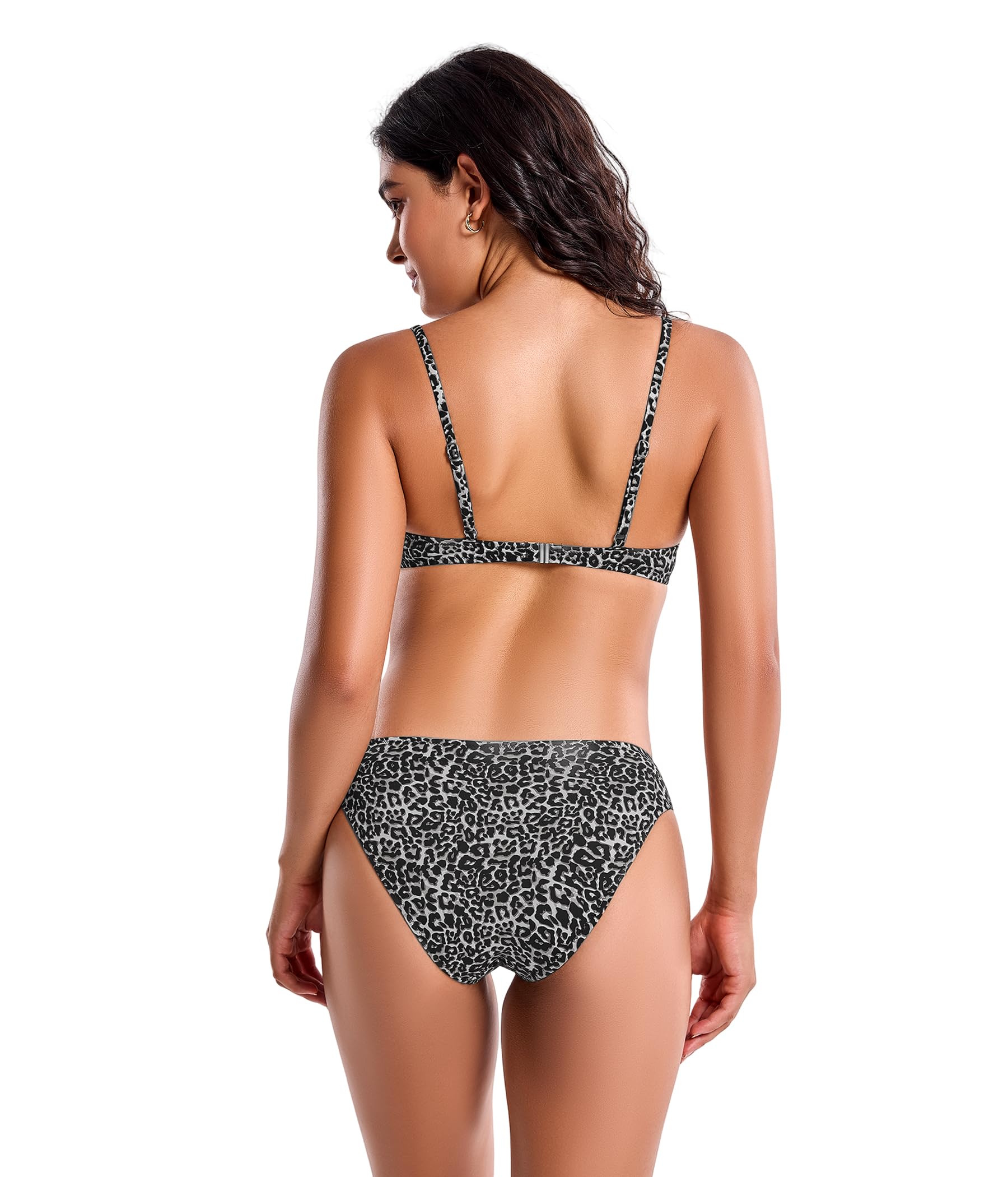 Conjunto de Bikini Estampado de Leopardo para Mujer, Traje de Baño de Dos Piezas