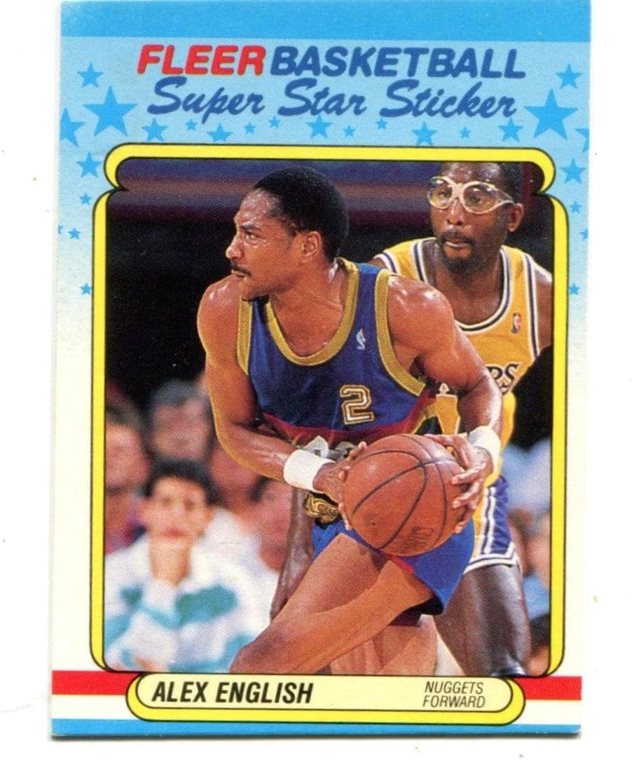 Alex English 1988 Fleer Super Star Sticker #10 Card - Unsigned Basketball Cards