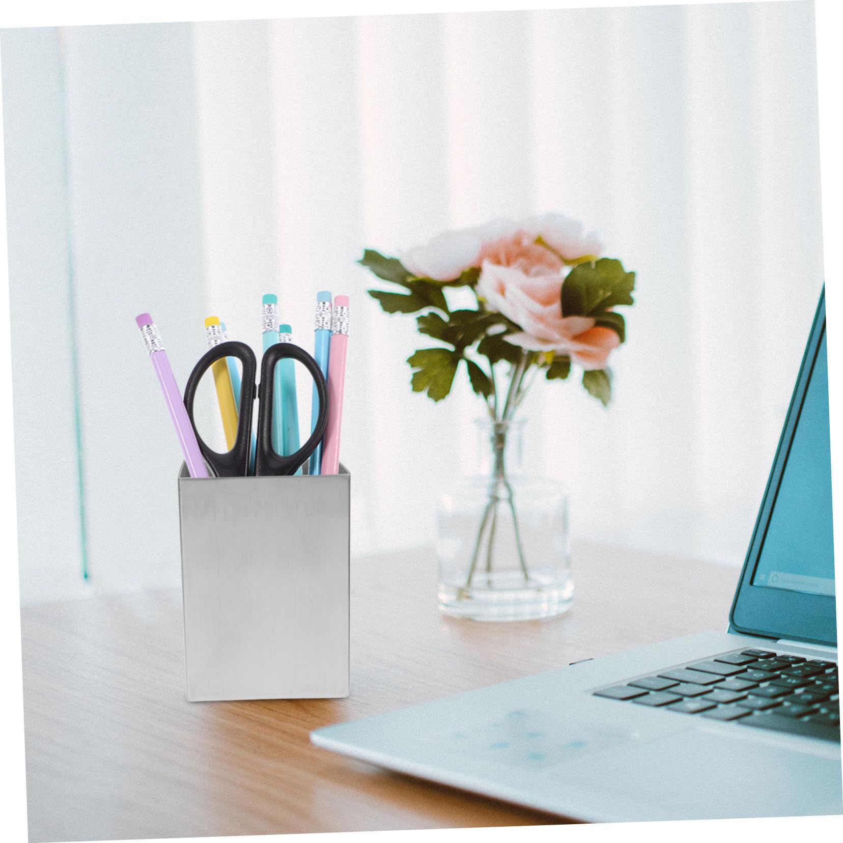 DOITOOL Portapenne Organizer da Scrivania Portatile in Acciaio Inossidabile Argento Resistente Design Compatto e Funzionale per Casa Ufficio