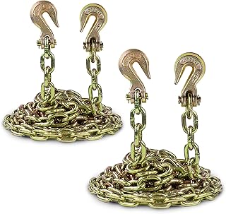 AYMMIC Transport Binder Chain,Tow Chain with 5/16'' x16',Grade 70,with Clevis Grab Hooks,4,700 lbs Working Load Limit,Tow Chain Tie Downs for Flatbed Trailers or Truck (2Pack)
