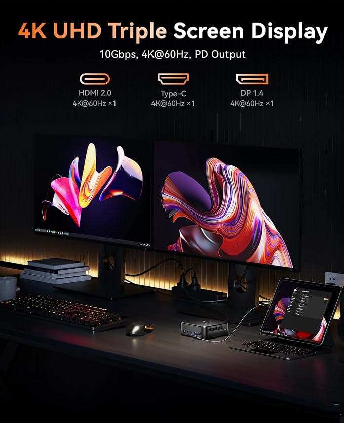 KAMRUI E3B Mini PC with AMD Ryzen 7 5825U, 16GB DDR4 512GB M.2 SSD Mini Computer, Mini Gaming PC with USB Type-C, Desktop Computer Supports Triple 4K Display, WiFi 6, BT 5.2