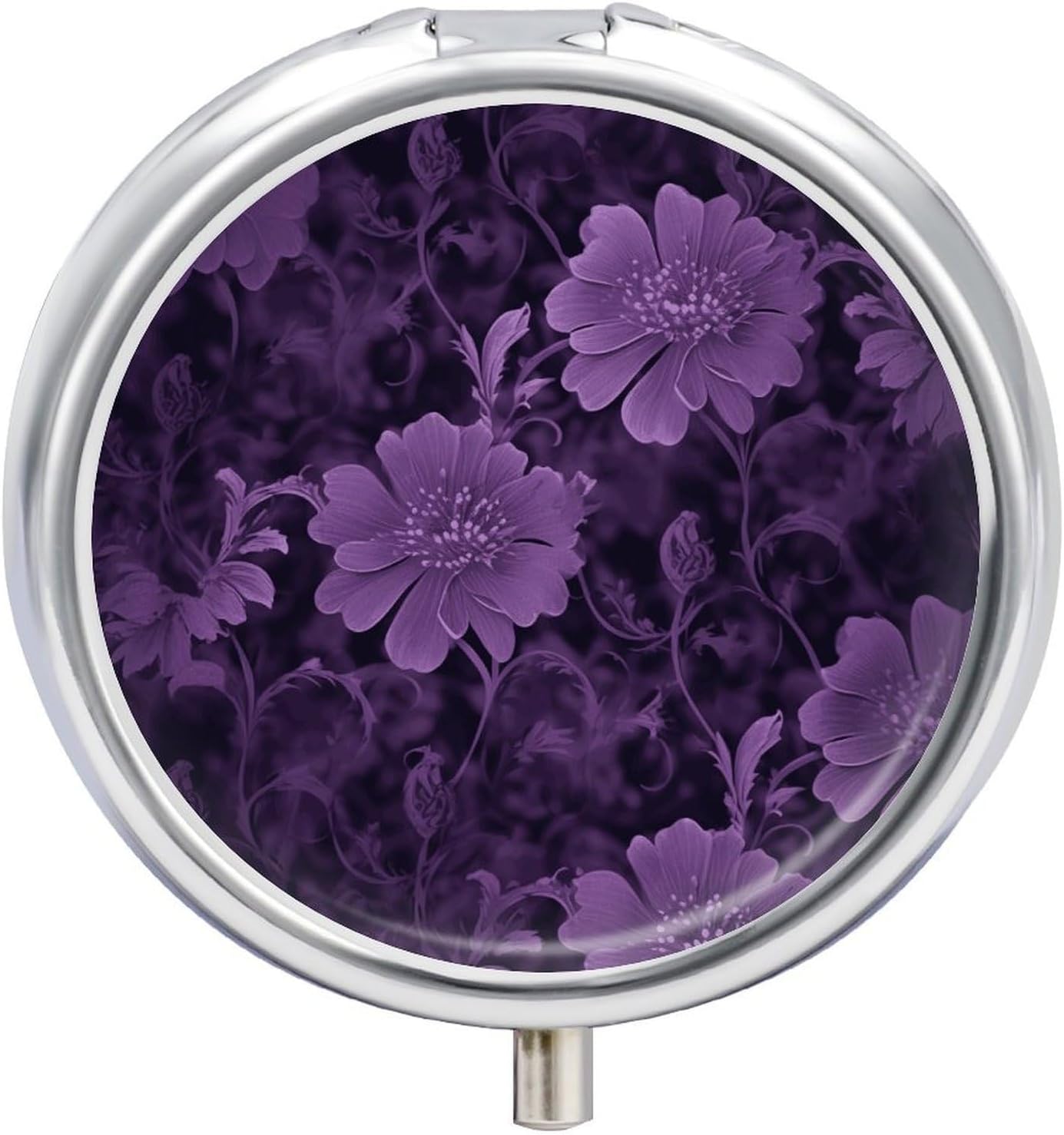 Round Pill Box, 3 Compartment Small Pill Case for Pocket Purse