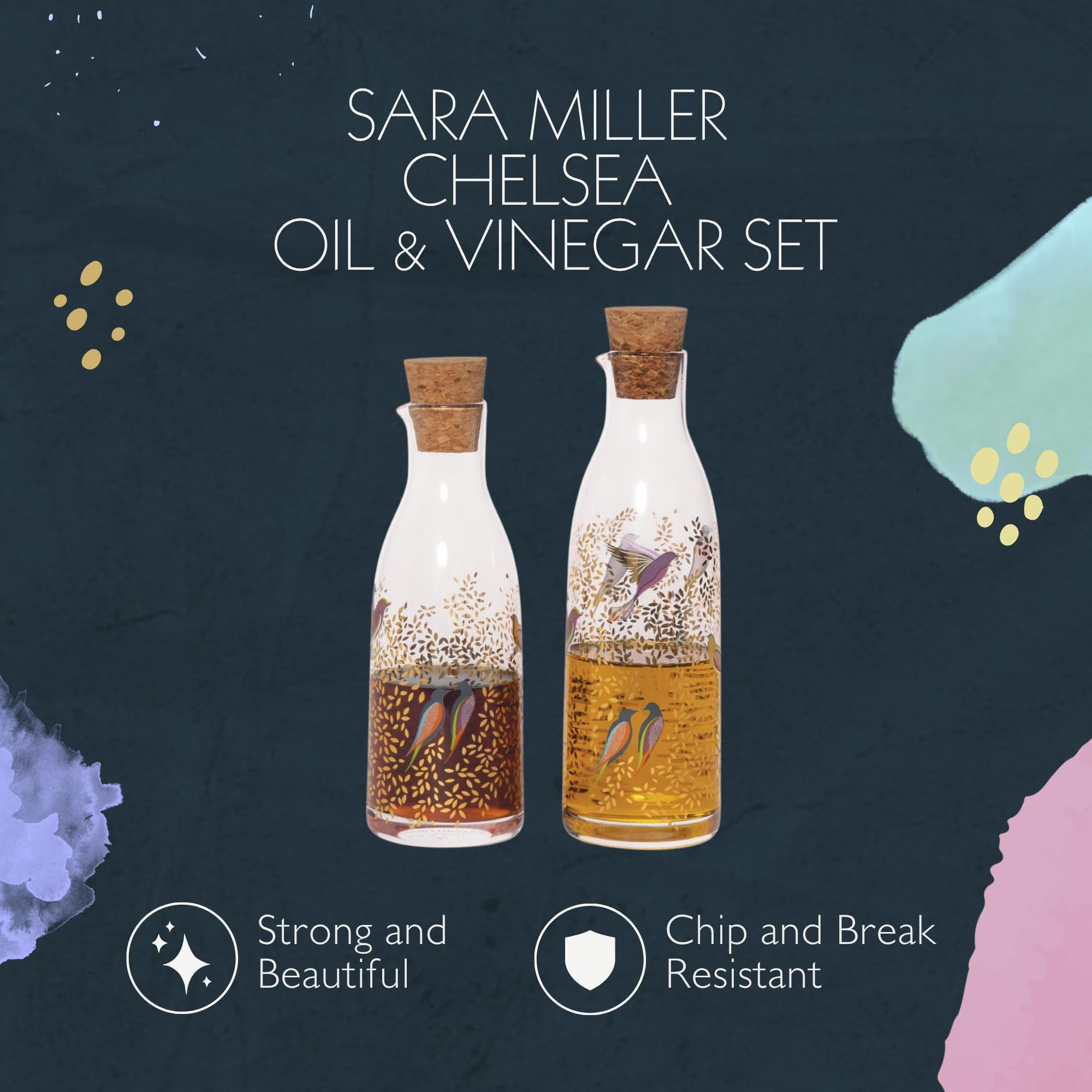 Sara Miller London Chelsea - Juego de aceite y vinagre de vidrio