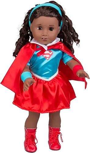 Miniatura 6 de Disfraz de muñeca inspirado en Supergirl (6 piezas de disfraz hecho a mano de alta calidad), ropa y accesorios inspirados en disfraz de superhéroe