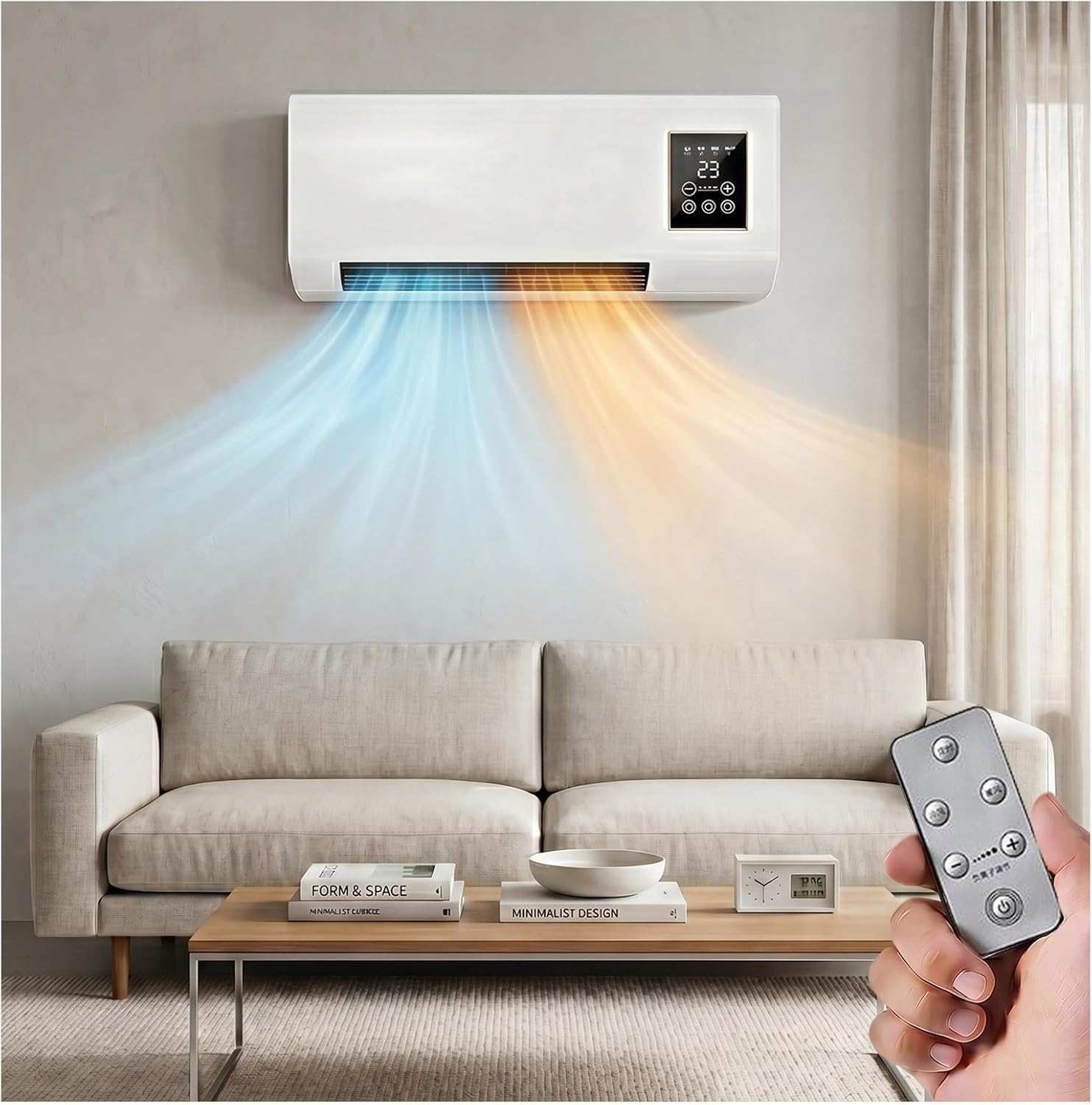 Ventilador y calefactor de pared para eliminar el frío y el ruido