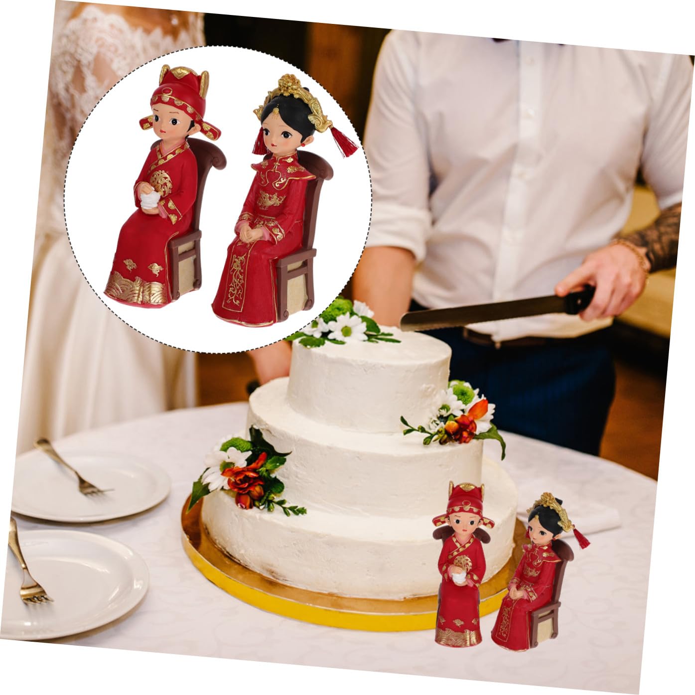 1juego Estatuillas De Novios para Decoración De Bodas Adornos De y Recién Figuras De para Pasteles y De