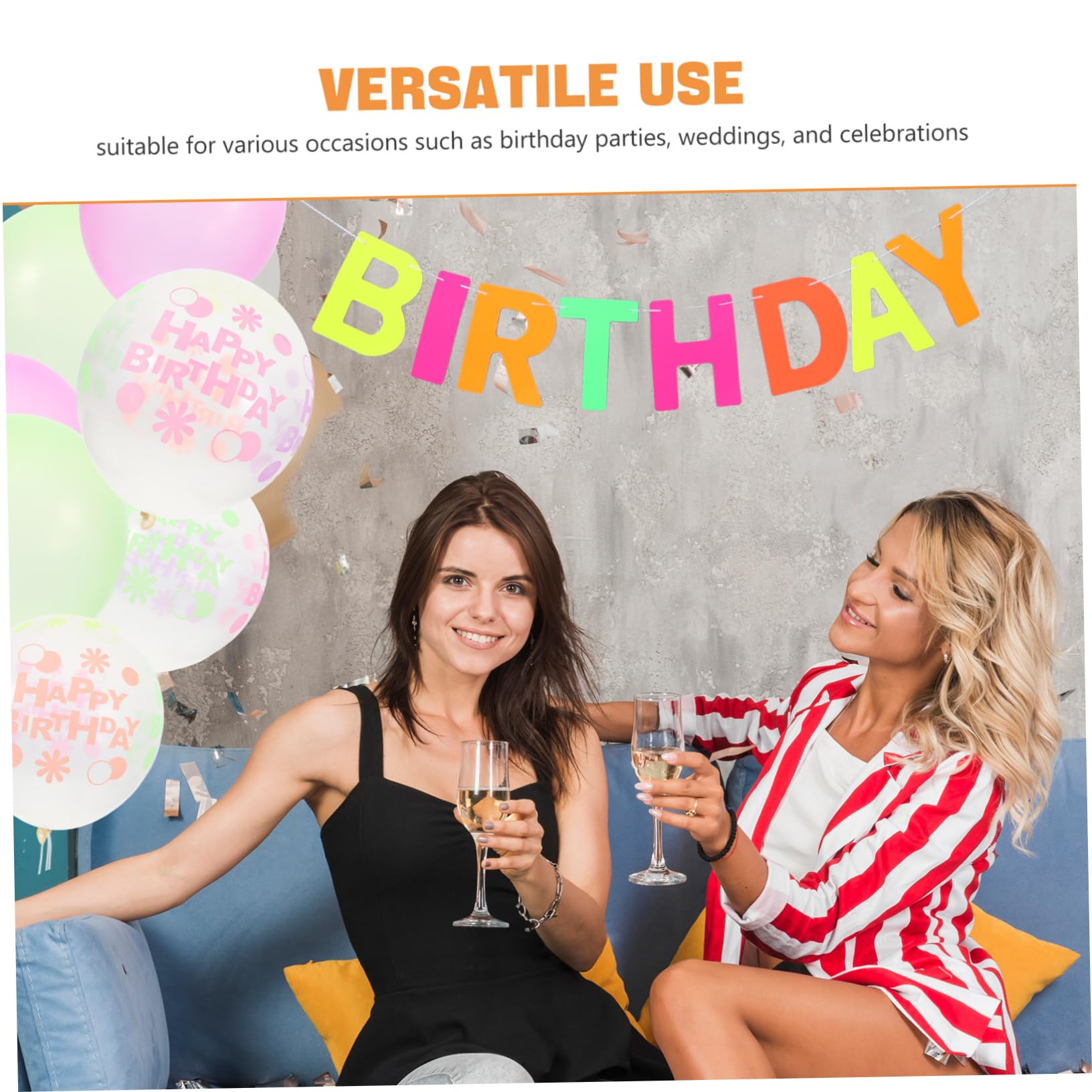 Kit de Globos de Cumpleaños con Brillo de Neón, 1 Juego Látex y Papel