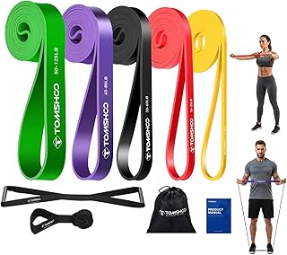 TOMSHOO 5Pcs Resistance Bands Set with Handles Door Anchor for Men Women