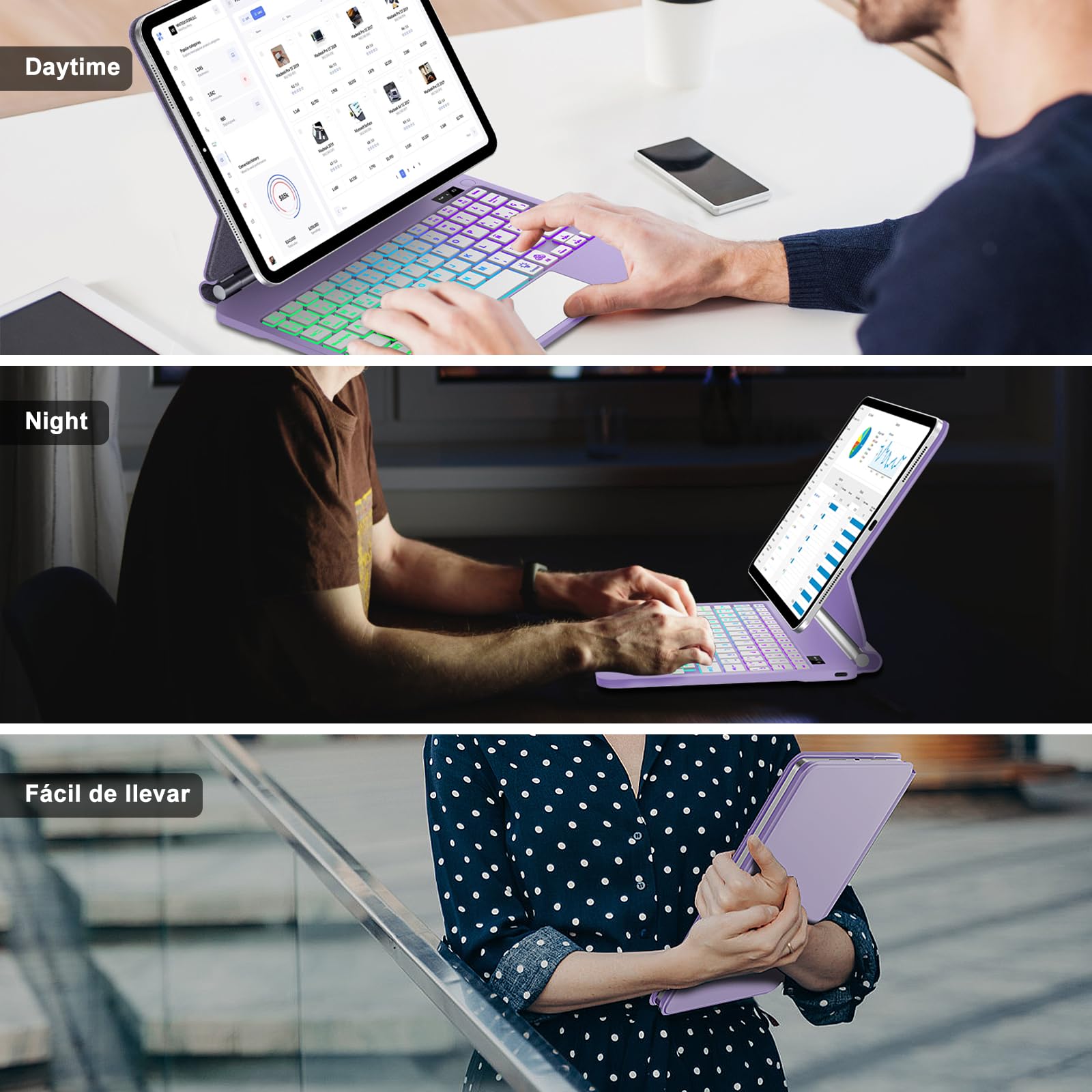 FOGARI Magic Keyboard para iPad A16 11 Generación 2025/10 Generación 10.9" 2022, Español Ñ Teclado para iPad 10ª/11ª Generación A16 Bluetooth Teclado con Trackpad, Púrpura
