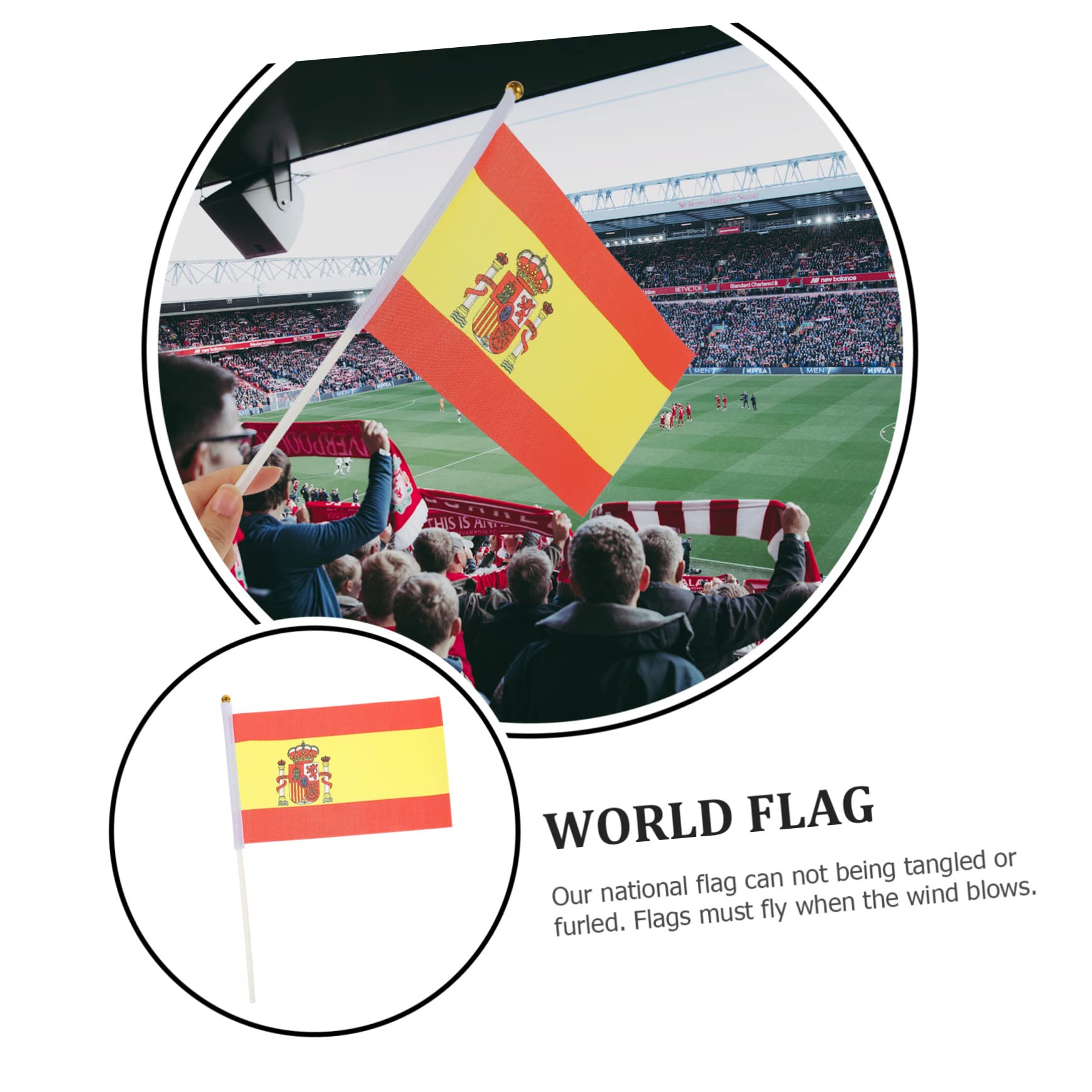 BESPORTBLE 200piezas Banderines De Mano Para Fútbol Banderas De Animación Decoración Para Eventos Deportivos y Celebraciones