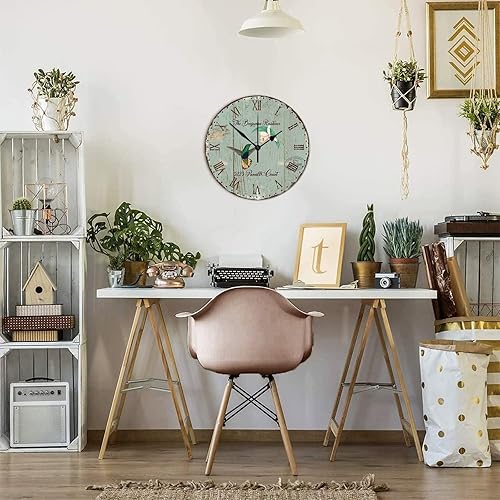 Miniatura 6 de Reloj de pared de madera de 12 pulgadas, con dirección personalizada, colibrí, fácil de leer con manecillas de metal, reloj de pared decorativo de