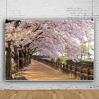 Qinunipoto 背景布 桜の花 川辺 花見 春の景色 3x2m 壁の飾り 記念写真 ビニール製 写真撮影 backdrop background 撮影背景 撮影シート 記念写真 背景紙 写真スタジオ