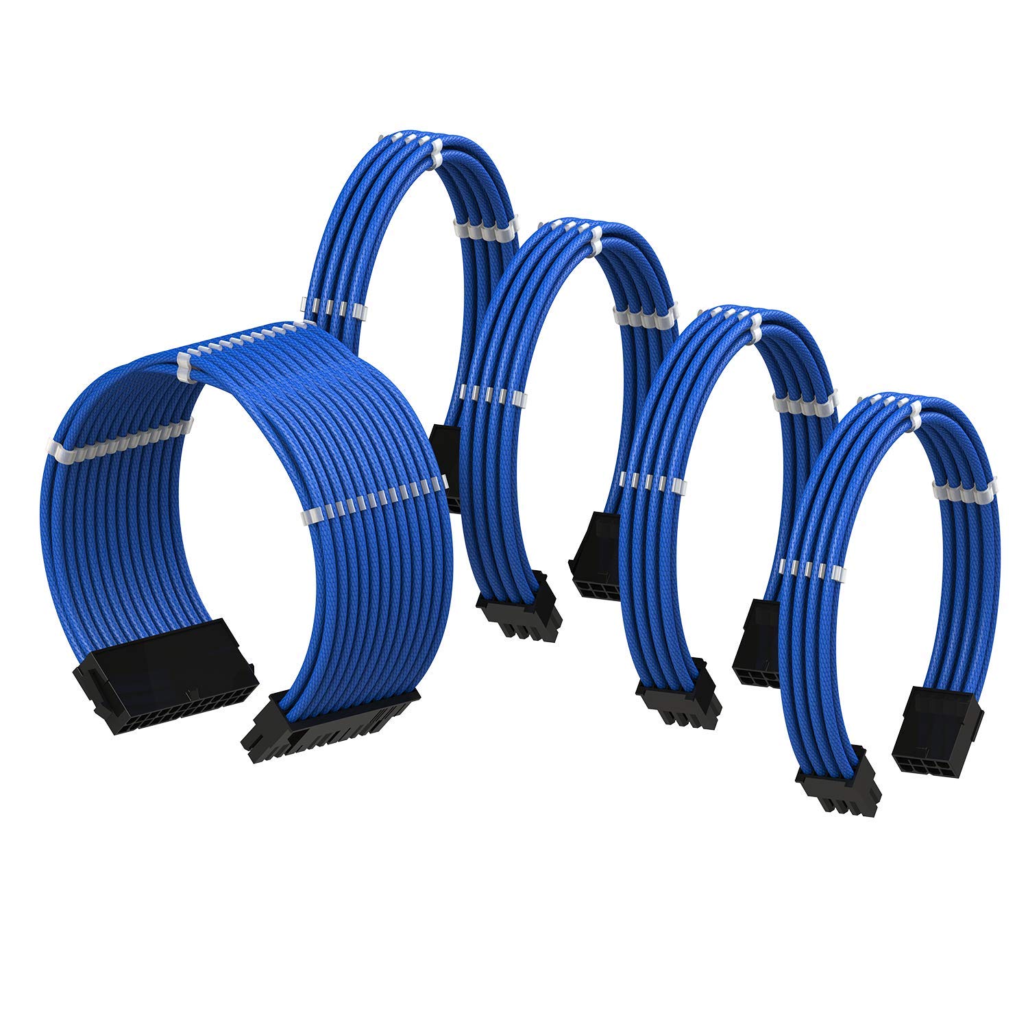 LINKUPPSU Cable Extension Sleeved Custom Mod GPU PC Power Supply Braided w/Comb Kit | 1x 24 P (20+4) | 2x 8 P (4+4) CPU | 2x 8 P (6+2) GPU set | 50CM 500MM - Blue
