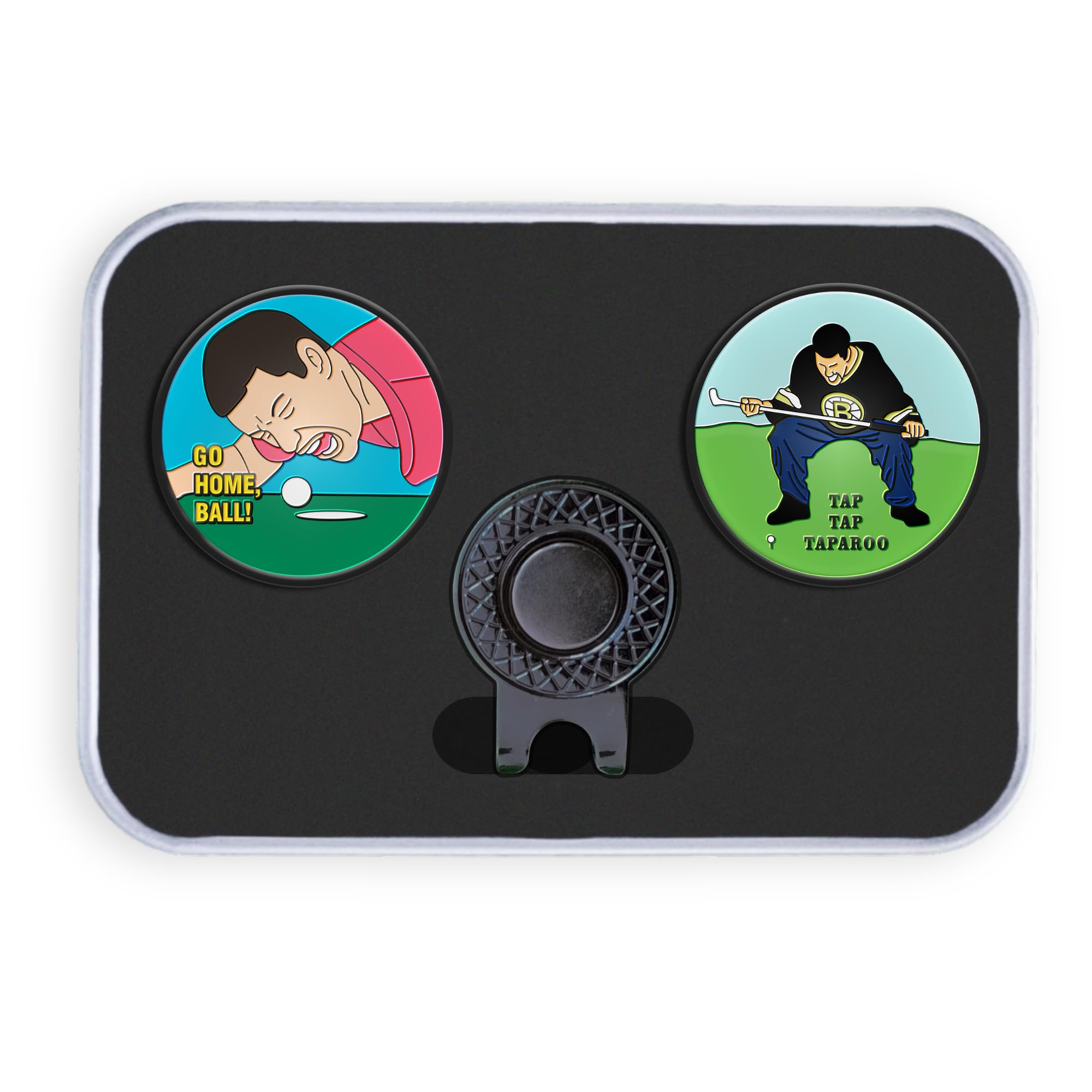 Golf Ball Marker Gift Set - Happy Gilmore Markers + Hat Clip (Gift Tin)