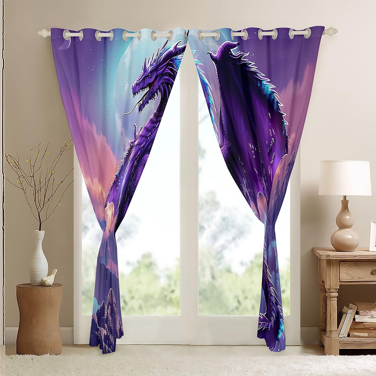 Homewish Magical Dragon Curtains & Drapes 3D Dragon Blackout Curtains - Image 4