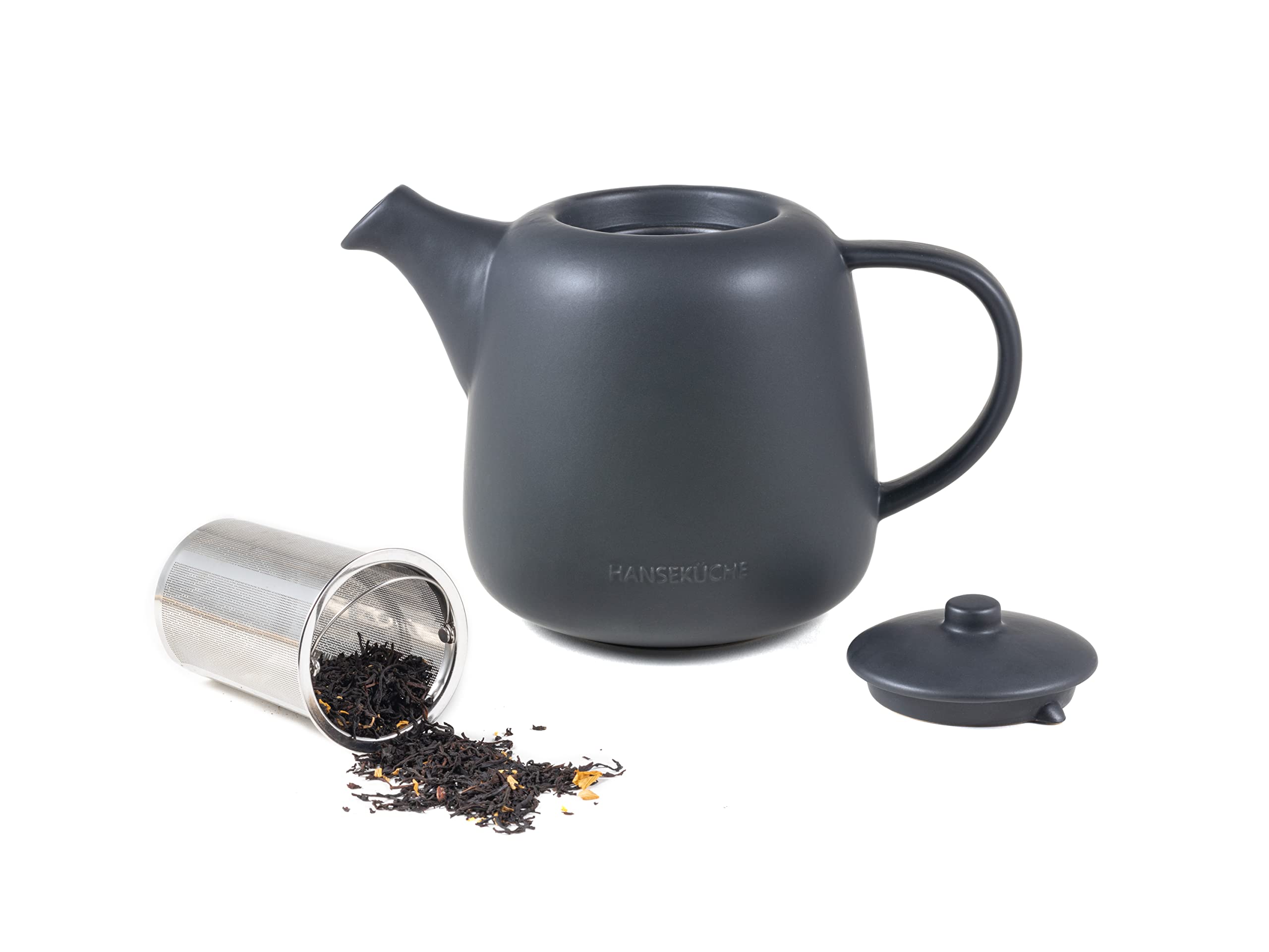 Hanseküche Tetera de alta calidad con colador de acero inoxidable 304, diseño de tetera y bolsa de té (Porcelana)