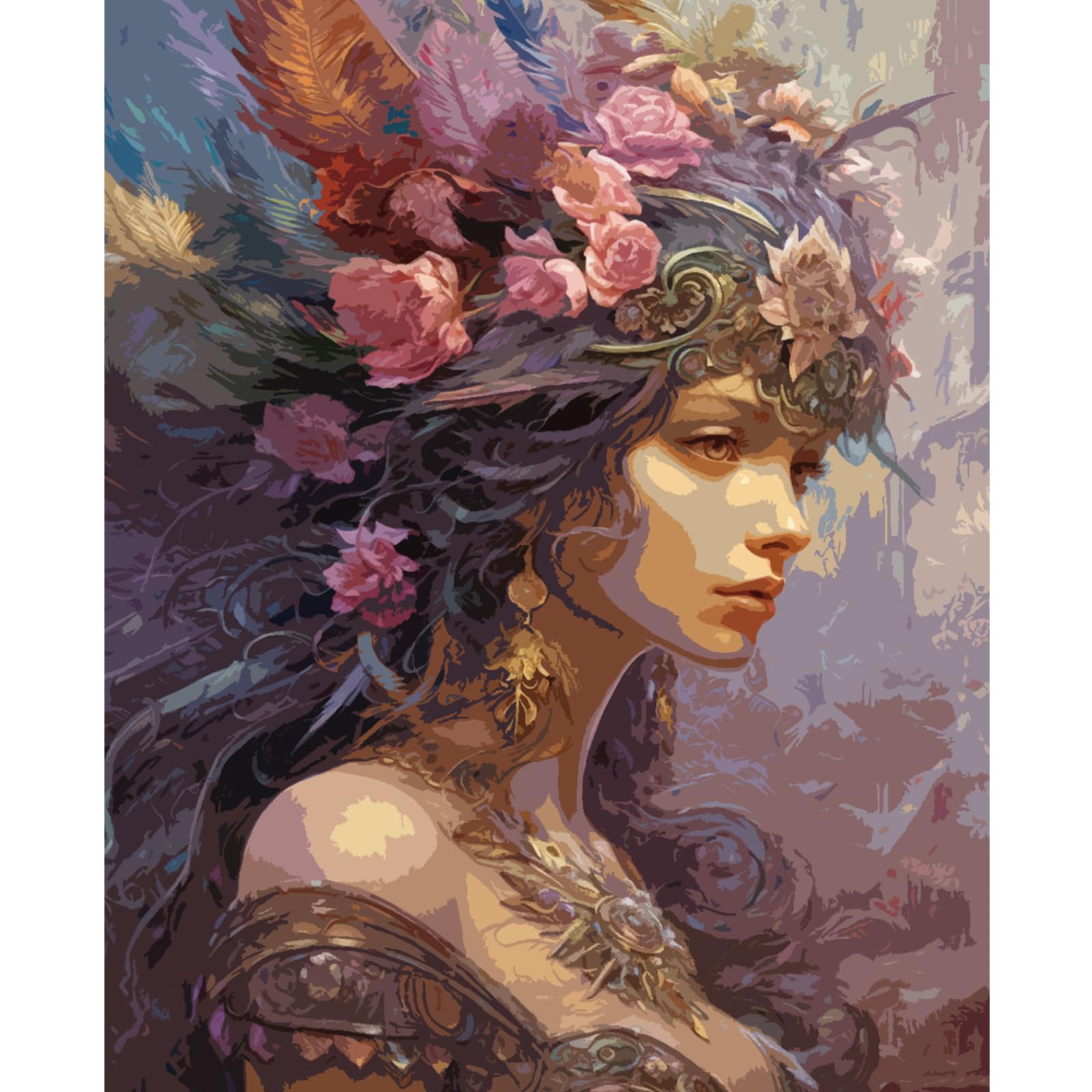 Tucocoo Flower Woman Paint by Number for Adults, DIY Digital Oil Painting Kits on Canvas with Brushes and Acrylic Pigment, Beautiful Fairy Girl Artwork for Home Wall Decor Gifts 16x20inch (Frameless)