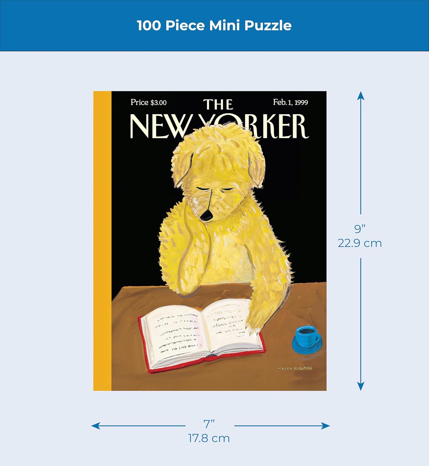 New York Puzzle Company - New Yorker Dog Reads Book Mini - 100 Piece Jigsaw Puzzle for Family Game Nights by Maira Kalman