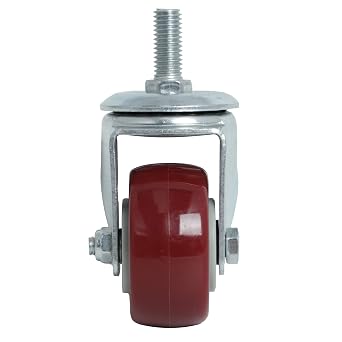 Finnhomy Swivel Caster Wheels 2 Inch Heavy Duty Threaded Stem Casters 1/2-13 x 1 Set of 4 Premium Polyurethane Wheels PU Anti-wear Smooth Casters, Red