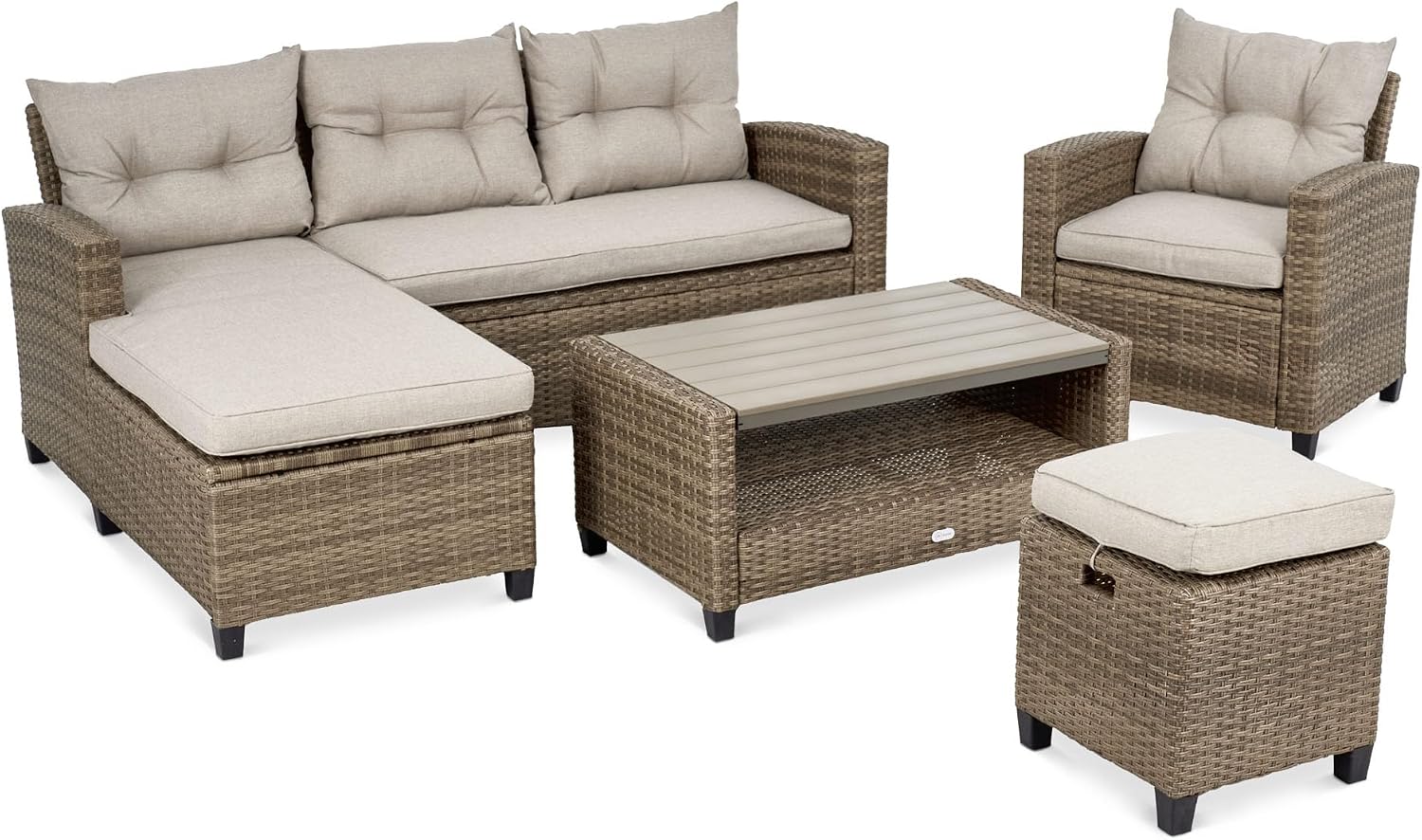 di volio® Garden Furniture DALMIA Outdoor Lounge Set with Coffee Table for 6 People, Garden Lounge Made of Weatherproof Materials, for Patio and Balcony (Beige/Cream)