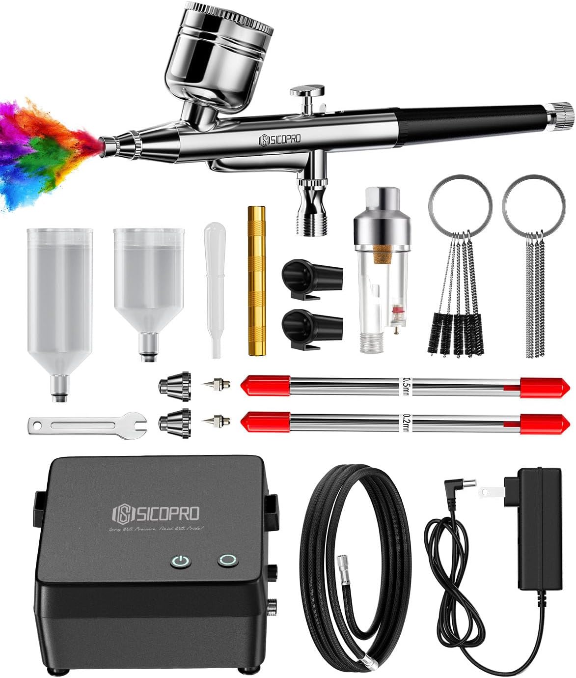 Air Brush Kit With Air Compressor, 50psi High Pressure Airbrush For Nails, Makeup, Model, Diy, Airbrush Paint Set With Gun Kit