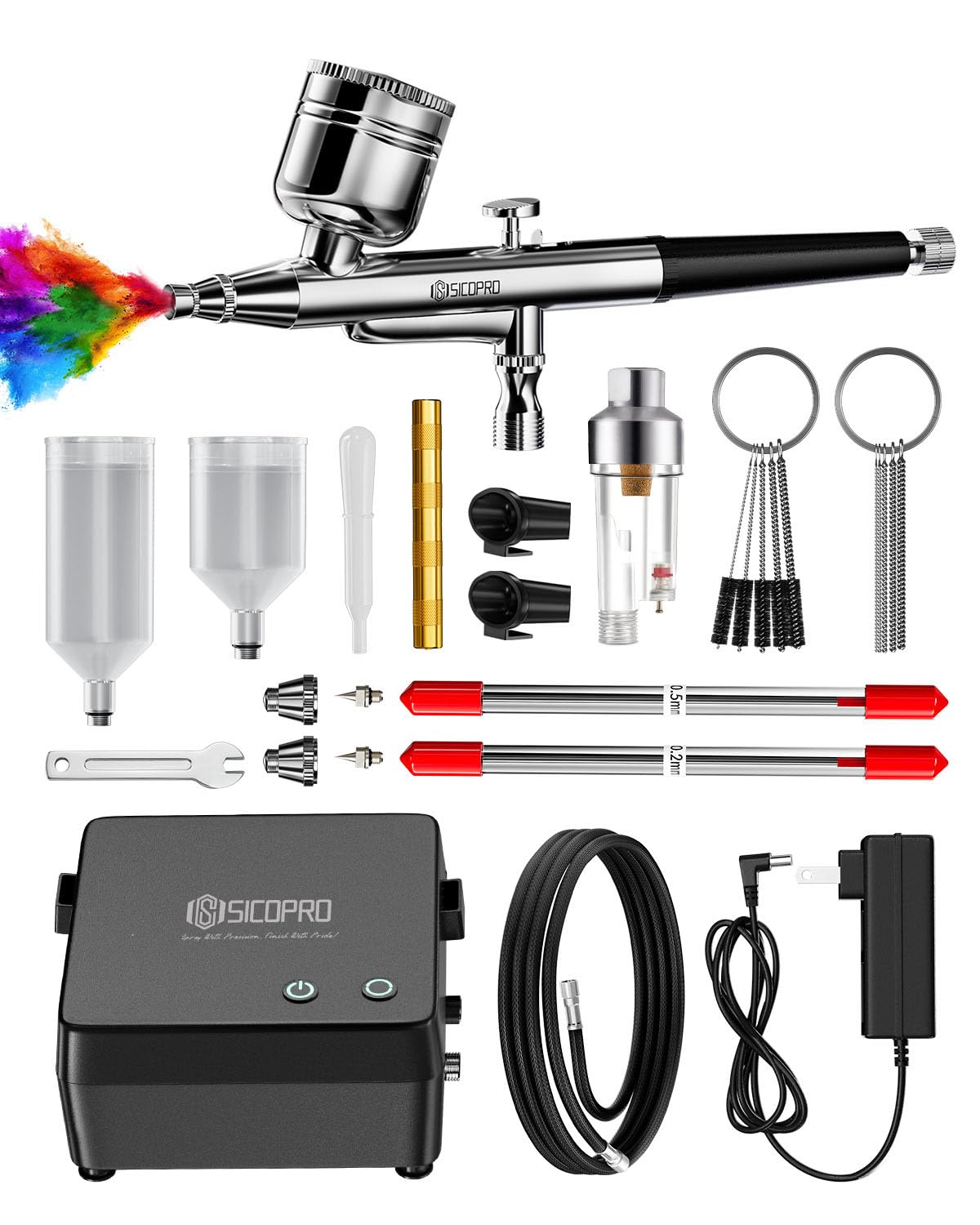Kit aérographe avec compresseur d'air, aérographe haute pression 50 psi pour ongles, maquillage, modèle, bricolage, aérographe avec kit de pistolet