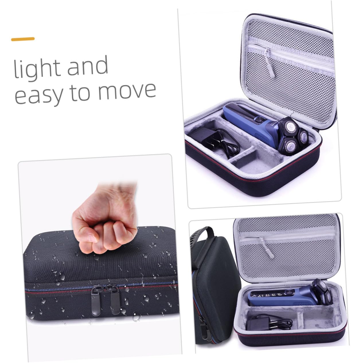 POPETPOP Étui à Rasoir Eva Antichoc – Paquet de Rangement Portable Poignée Souple Fermeture Éclair Léger et Compact Protection pour Rasoir Électrique et Tondeuse Voyage et Usage Quotidien