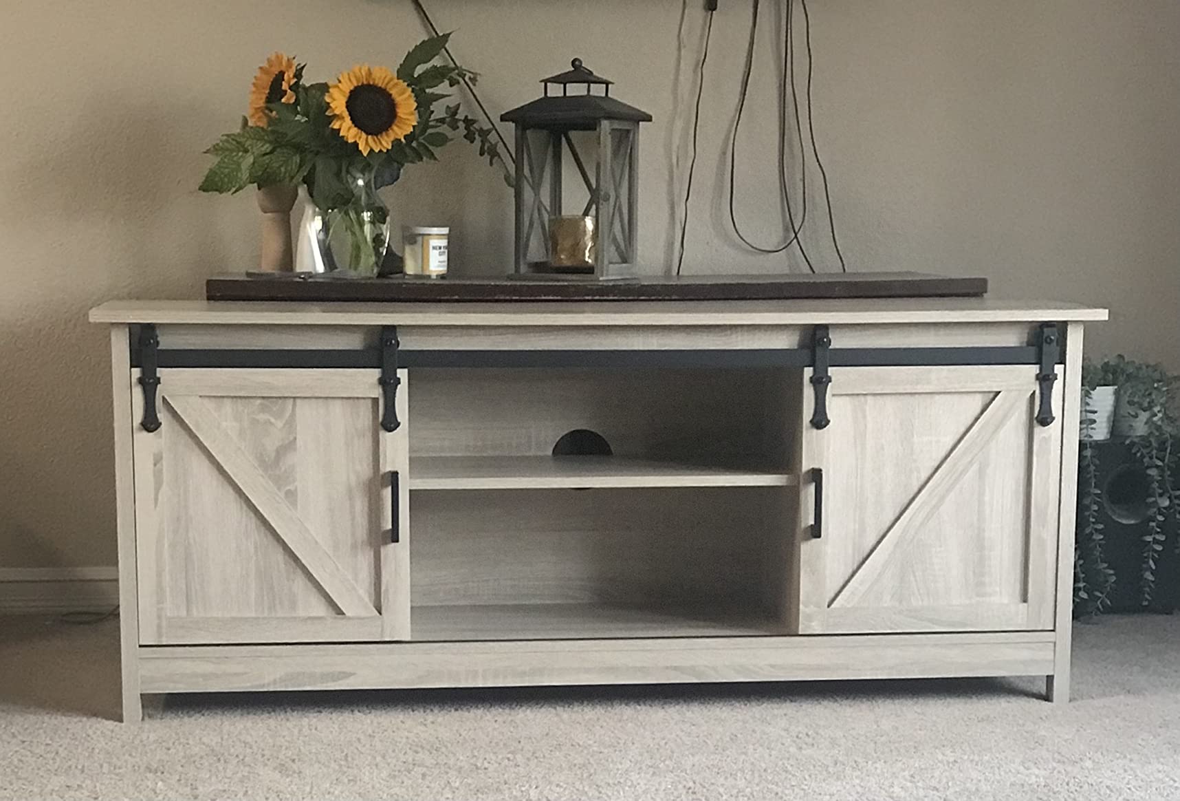 35/mo Finance GHQME Sliding Barn Door Farmhouse TV Stand，58 Inch