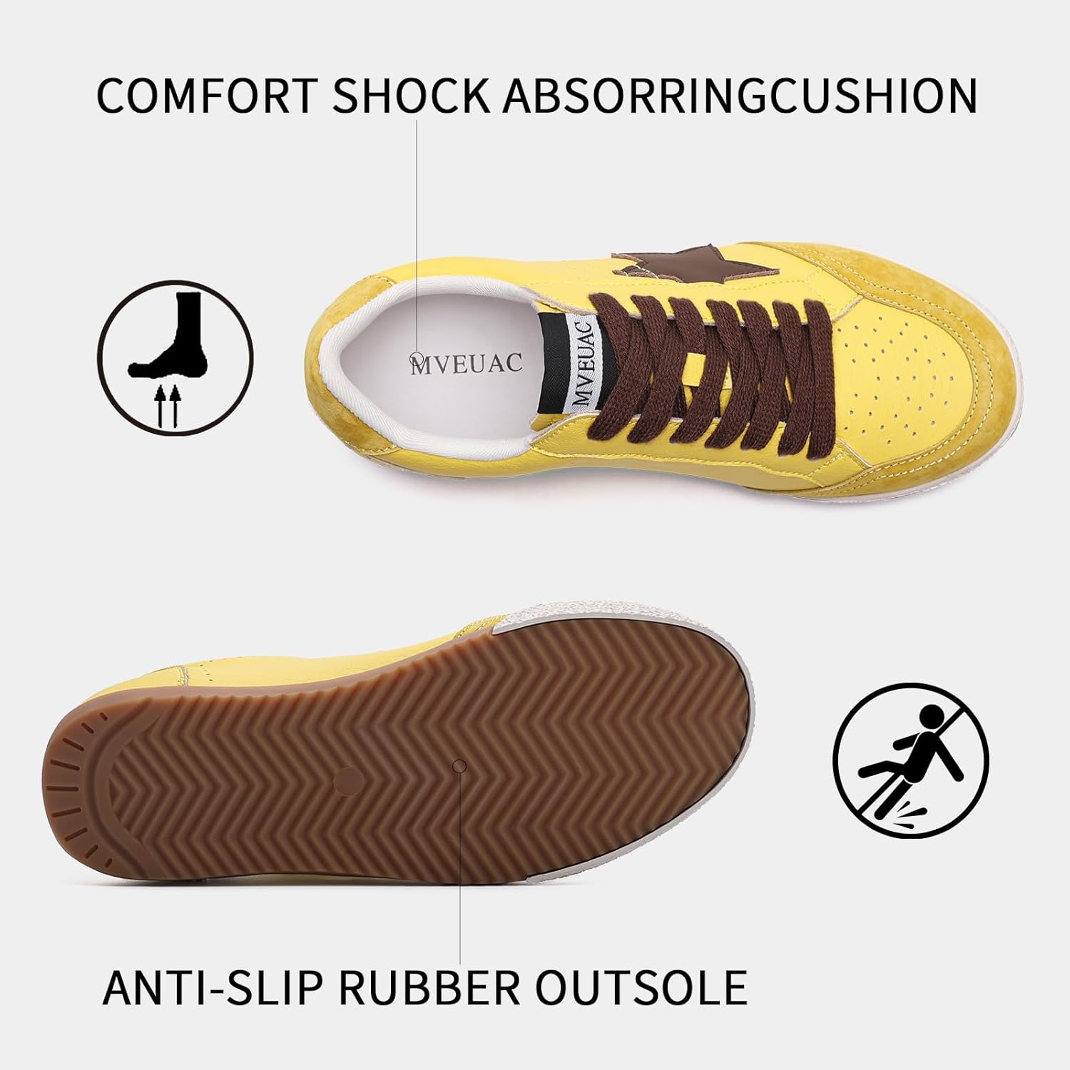 Women's Star Sneakers Comfortable Cushioned Fashion Sneakers Walking Shoes Lightweight Lace-Up Women Flat Shoes Low Top Women Shoes for Walks,Working,Travel,Outdoor,Drives
