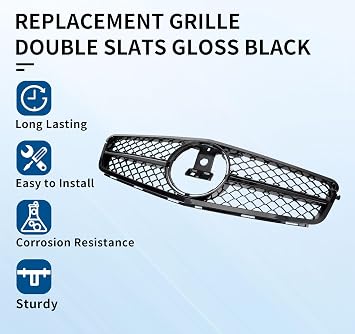 Front Grill Grille Compatible with Mercedes Benz W204 2008-2014