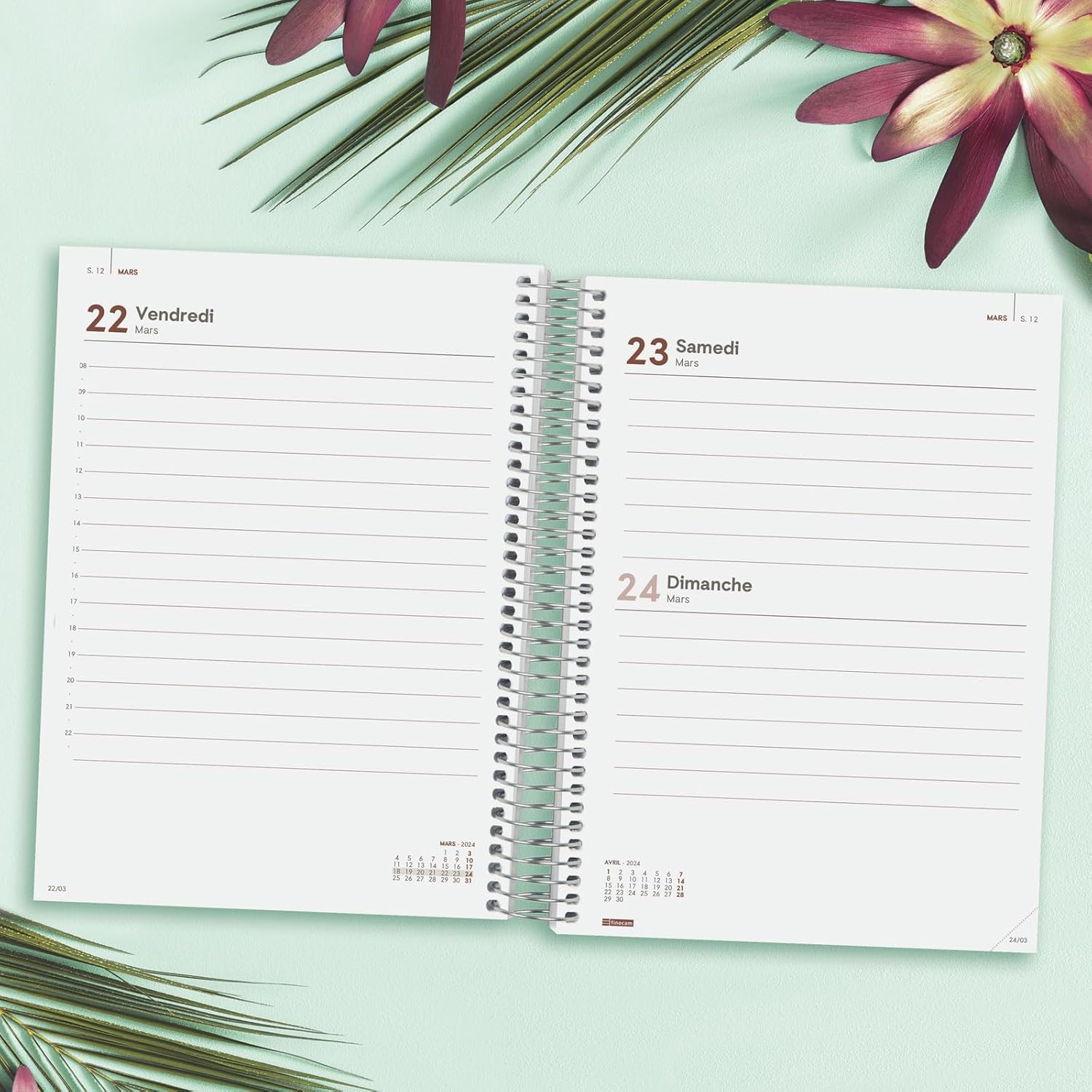 Finocam - Espiral Design Collection 2024 Diary 1 Day Page January 2024 - December 2024 (12 Months) Now Francés