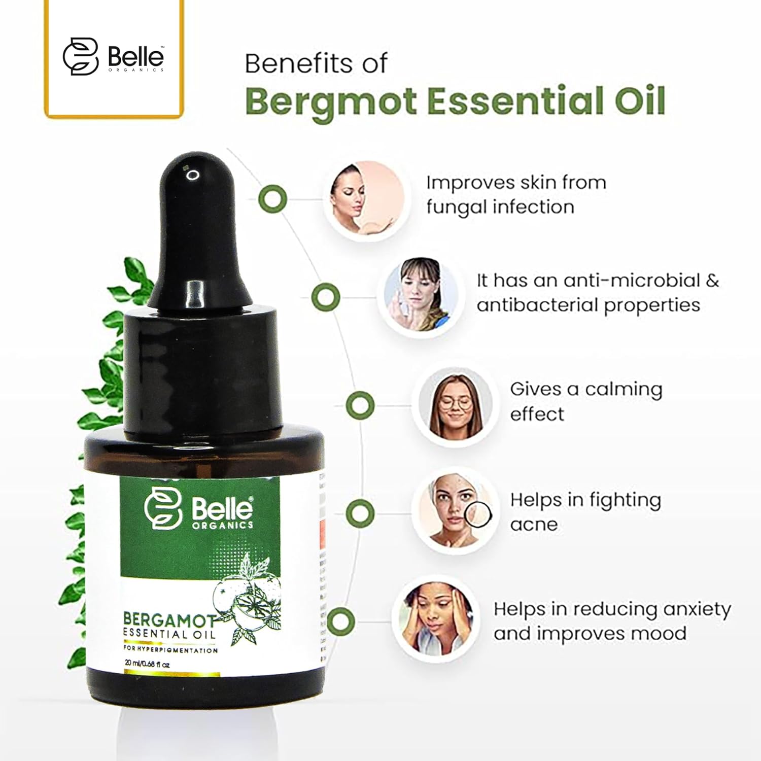 Belle Organics Bergamot Essential Oil for Skin Brightening, Hair Care, Aromatherapy, Uplifting Mood & Daily Wellness – 100% Pure & Natural – 20ml (Pack of 1, Bergamot) Belle Organics Bergamot Essential Oil for Skin Brightening, Hair Care, Aromatherapy, Uplifting Mood & Daily Wellness – 100% Pure & Natural – 20ml (Pack of 1, Bergamot)