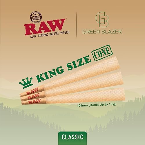 Miniatura 2 de RAW Classic King - Conos clásicos preenrollados papel de fumar clásico en tamaño grande con puntas de filtro, cono RAW de combustión limpia y lenta