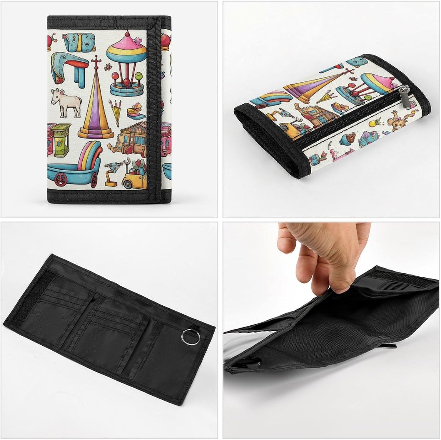 Threefold Wallets Large Capacity Stylish Wallets with Zipper 8 Card Slots