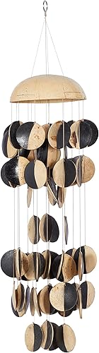 Deco 79 Campanilla de viento inspirada en medusas geométricas de madera, 5 x 5 x 17 pulgadas, color plateado