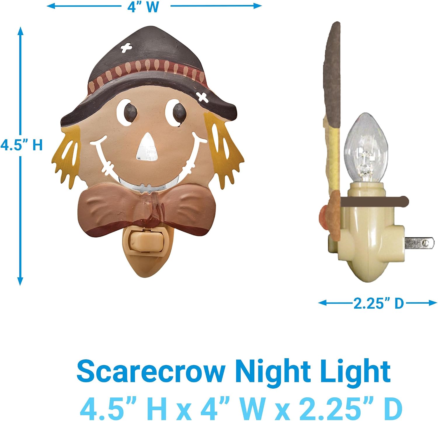 Park Designs Scarecrow Plug-in Night Light | Farmhouse Metal Fall Lamp with Manual Switch | Rustic Autumn Harvest Accent Light for Hallway, Bedroom, Kitchen, or Bathroom Décor with 5W Bulb Included