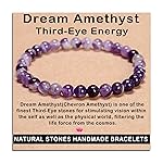 AD Beads Handmade Gemstone Stretch Elastic Bracelet Crystal Reiki Nature\'s Beauty and Spiritual Essence Unisex (6mm, Dream Amethyst (Third-Eye Energy))