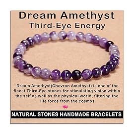AD Beads Handmade Gemstone Stretch Elastic Bracelet Crystal Reiki Nature\'s Beauty and Spiritual Essence Unisex (6mm, Dream Amethyst (Third-Eye Energy))