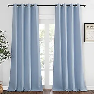 NICETOWN Blackout Curtains 120 inch Length for Sliding Glass Door, Grommet Thermal Insulated Room Darkening Sound Reducing Drapes for Room Divider, 1 Panel, W52 x L120, Vintage Blue