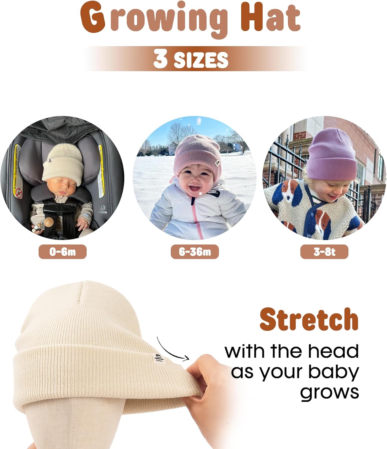 FURTALK Baby Beanie Knit Winter Hats 3 Pack for Infant Toddler Kids Skull Caps - Image 3