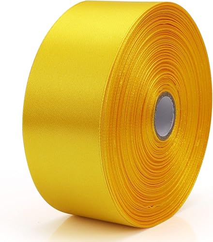 Miniatura 2 de 1-12 pulgadas, cinta amarilla de 50 yardas para envolver regalos perfecta para bodas, fiestas, coronas, costura, accesorios para el cabello,